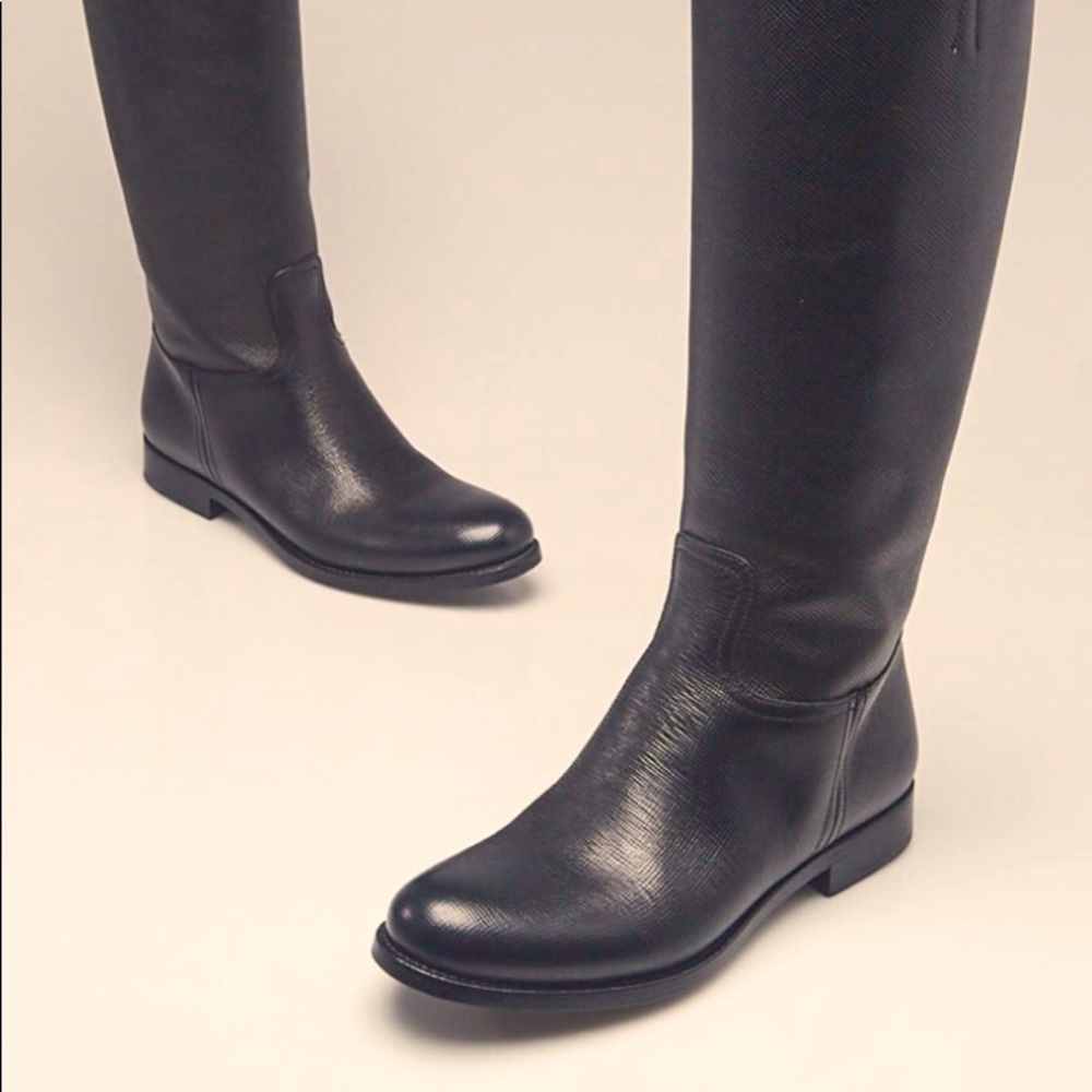 Prada tall riding boots black